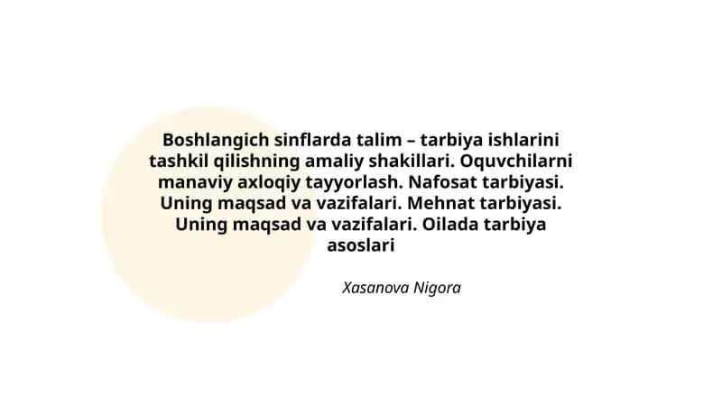 Boshlangich sinflarda talim – tarbiya ishlarini tashkil qilishning amaliy shakillari 1