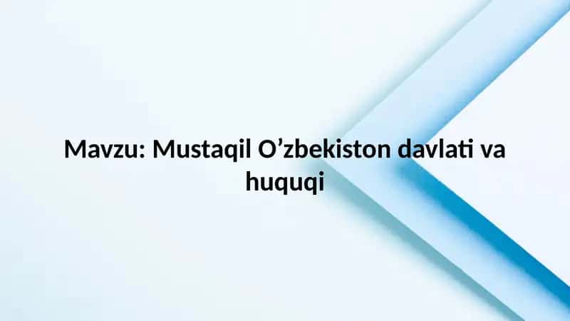 Mustaqil O’zbekiston Davlatining Asoslari 1