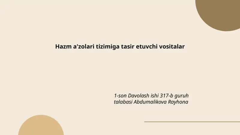 Hazm a'zolari tizimiga tasir etuvchi vositalar 1