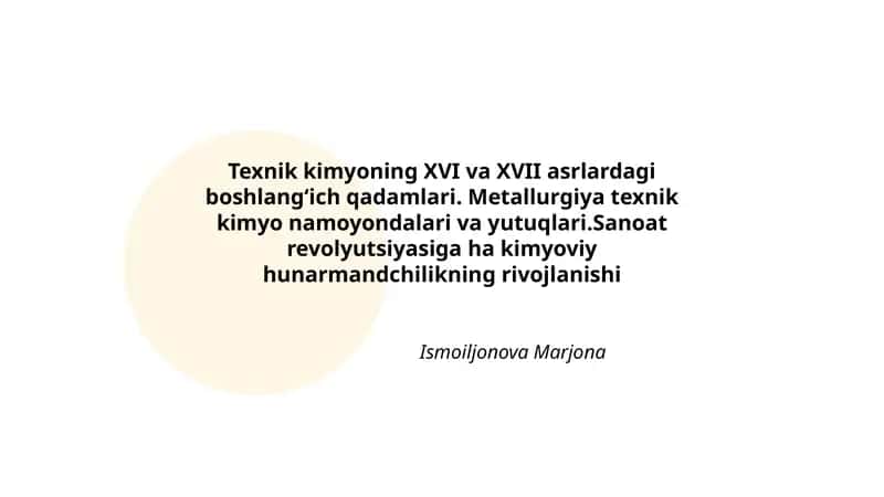 XVI va XVII asrlardagi texnik kimyo 1