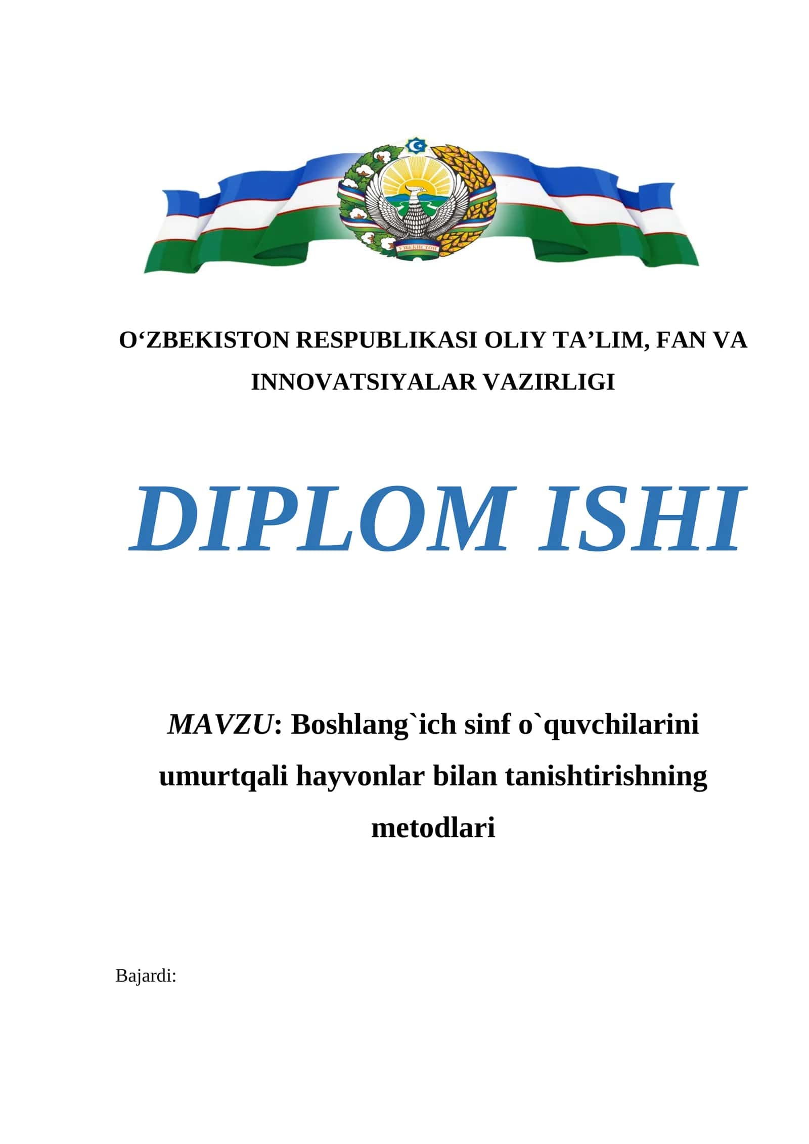 Boshlang`ich sinf o`quvchilarini umurtqali hayvonlar bilan tanishtirishning metodlari 1