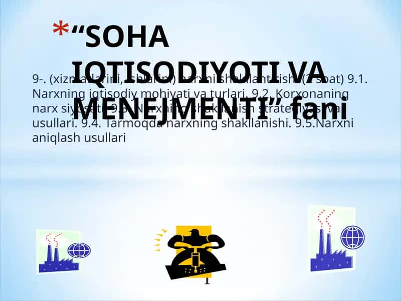 SOHA IQTISODIYOTI VA MENEJMENTI 1