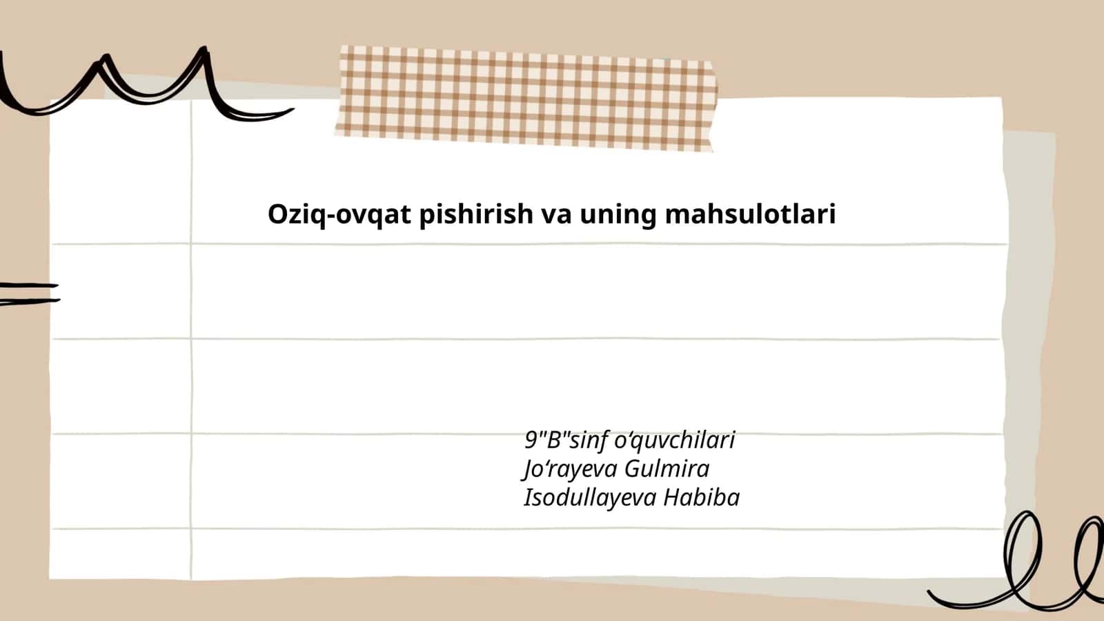 Oziq-ovqat pishirish va uning mahsulotlari 1