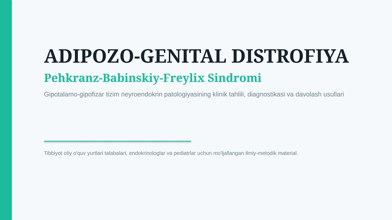 Adipozo-genital distrofiya — 15 slaydli tibbiy taqdimot 1