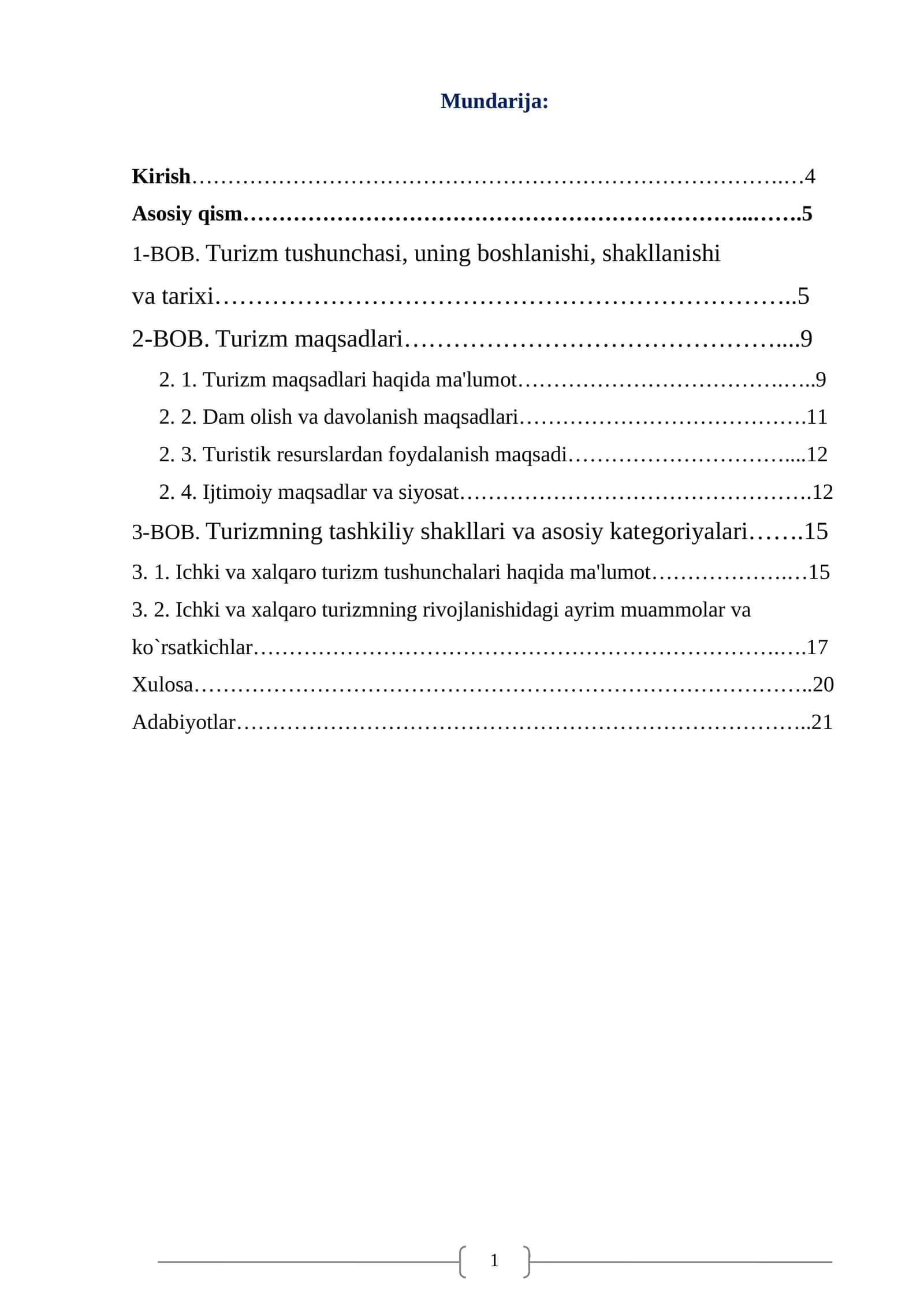 BOB. Turizm tushunchasi, uning boshlanishi, shakllanishi va tarixi 1