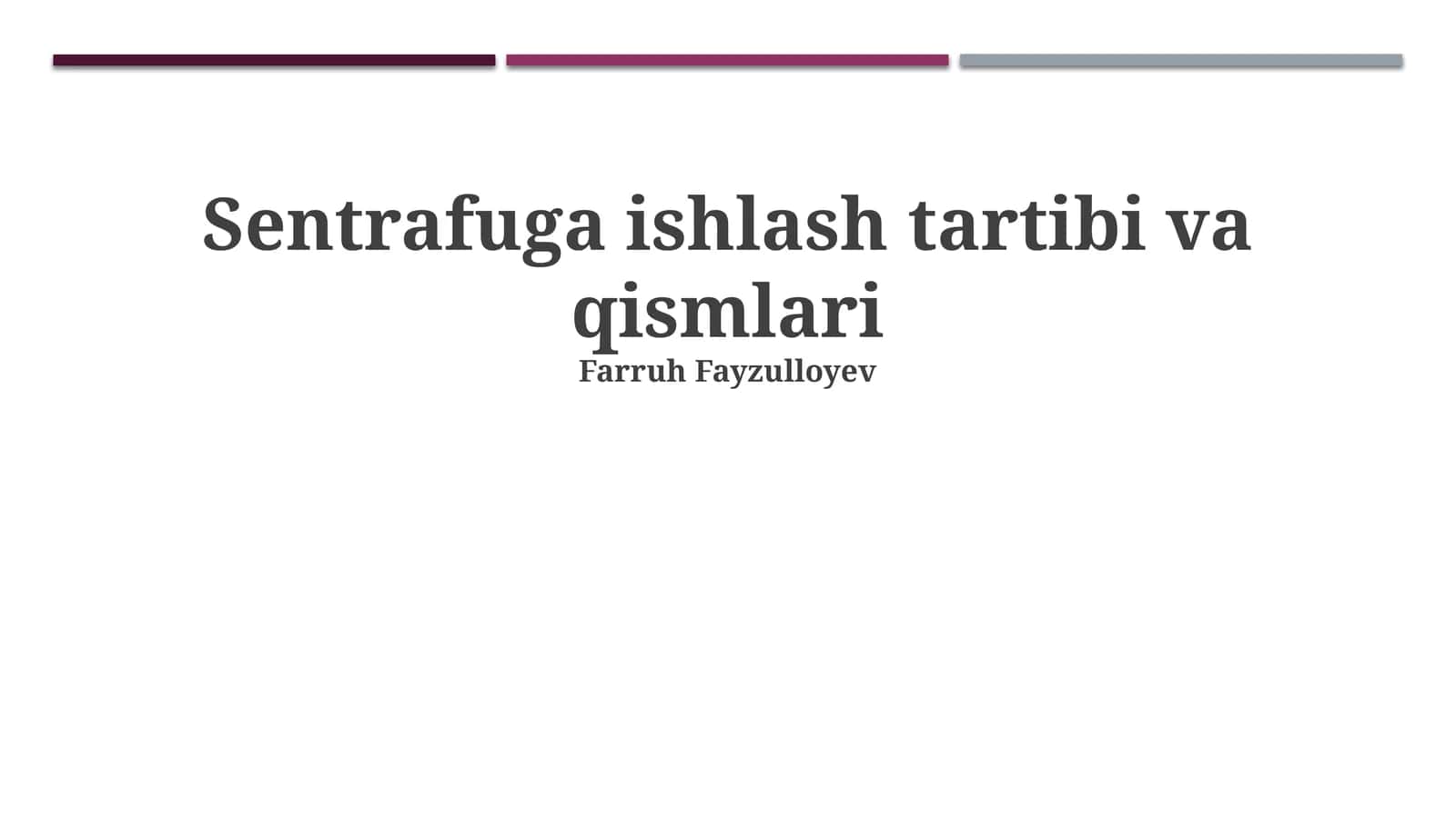 Sentrafuga ishlash tartibi va qismlari 1