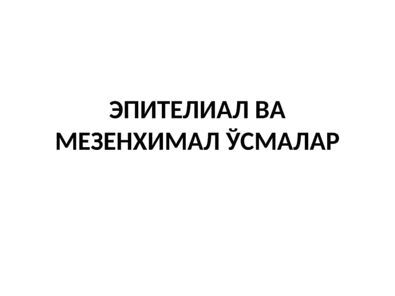 ЭПИТЕЛИАЛ ВА МЕЗЕНХИМАЛ ЎСМАЛАР 1