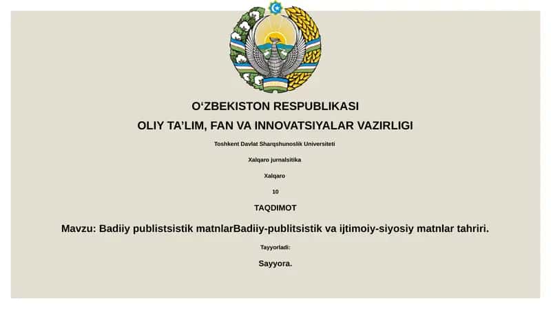 Xalqaro jurnalsitika 1