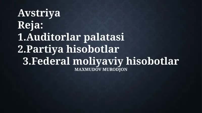 Avstriya rejasiga kirish 1
