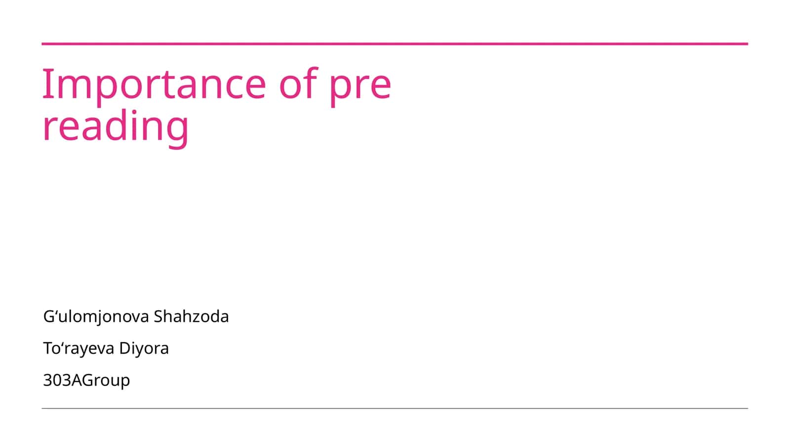 Importance of pre reading 1