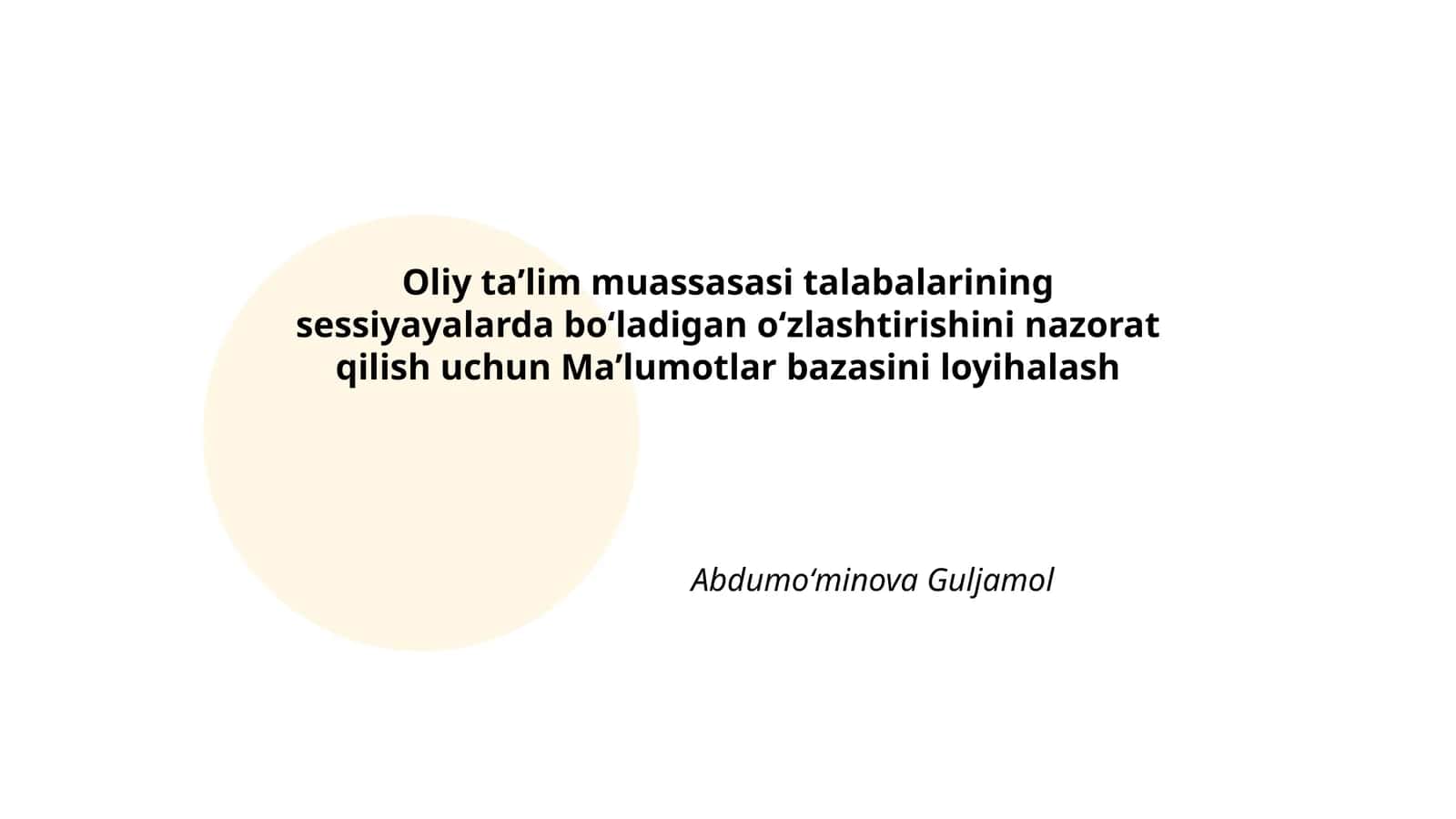 Ma'lumotlar bazasini loyihalash 1