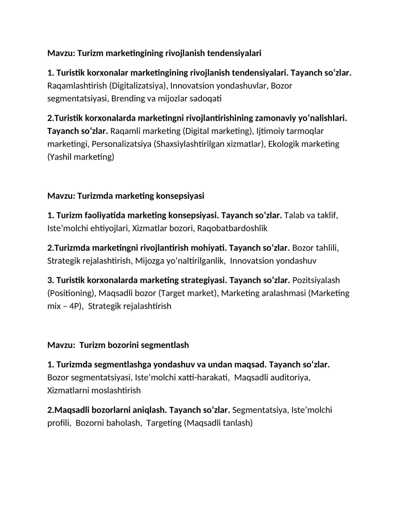 Turizm marketingining rivojlanish tendensiyalari 1