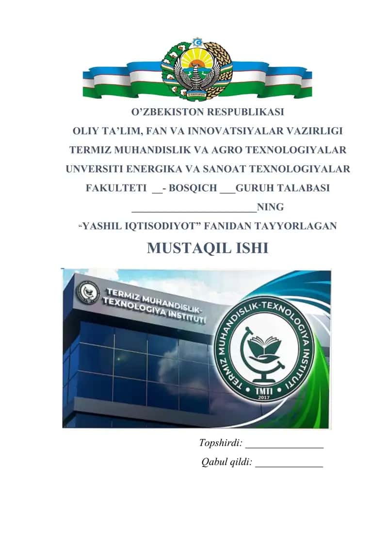 Yashil iqtisodiyoning tavsiflovchi ko’rsatkichlar mohiyati 1