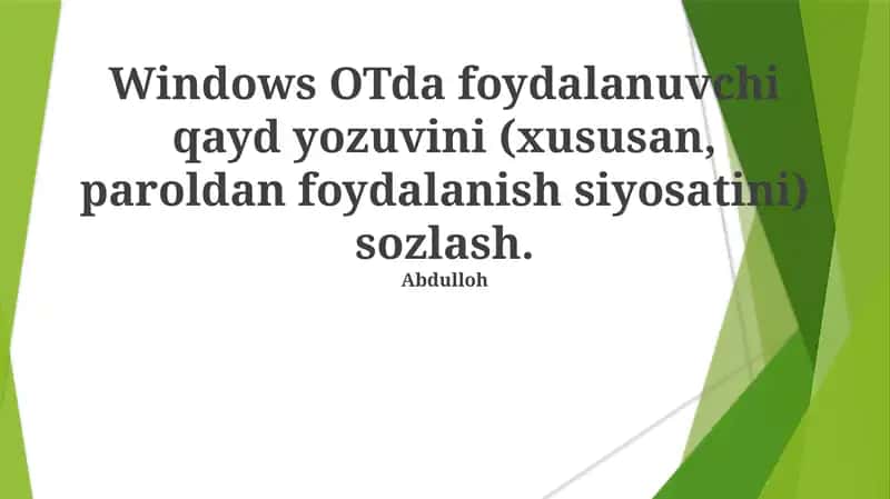Windows OTda foydalanuvchi qayd yozuvini sozlash 1