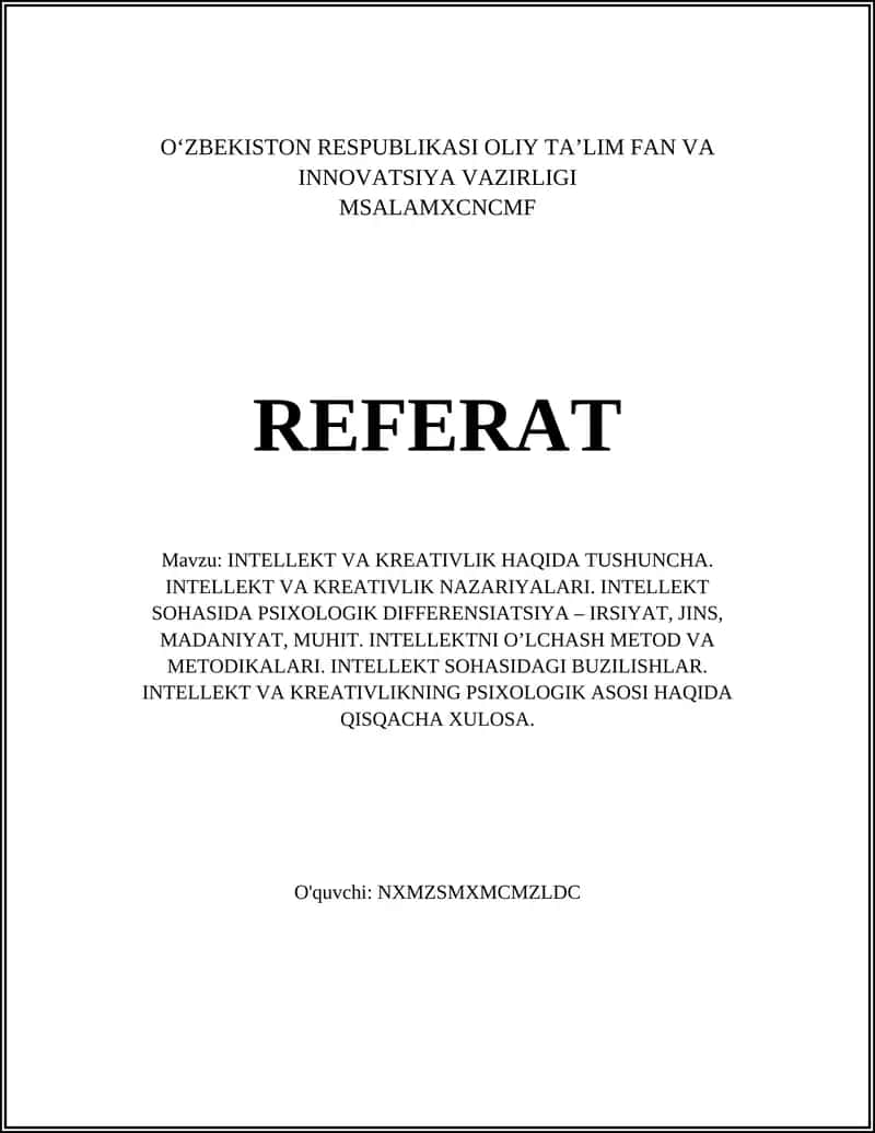 INTELLEKT VA KREATIVLIK HAQIDA TUSHUNCHA 1
