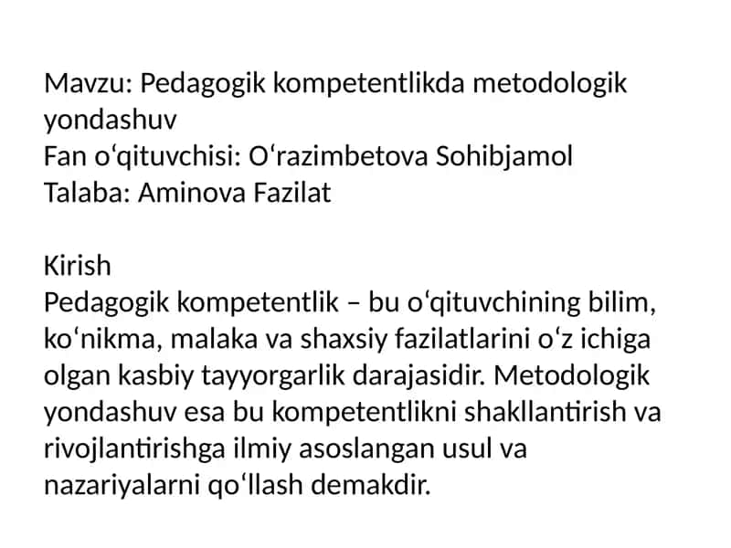 Pedagogik kompetentlikda metodologik yondashuv 1