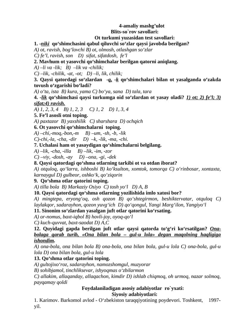 Ot turkumi yuzasidan test savollari 1