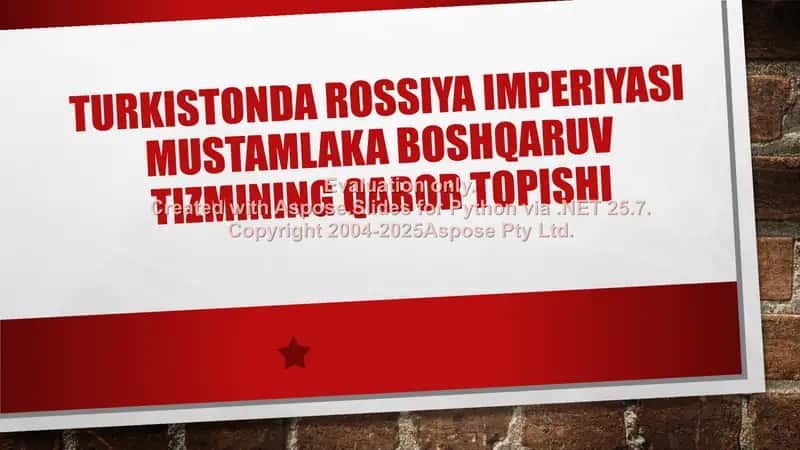 Turkistonda Rossiya imperiyasi mustamlaka boshqaruv tizmining qaror topishi 1