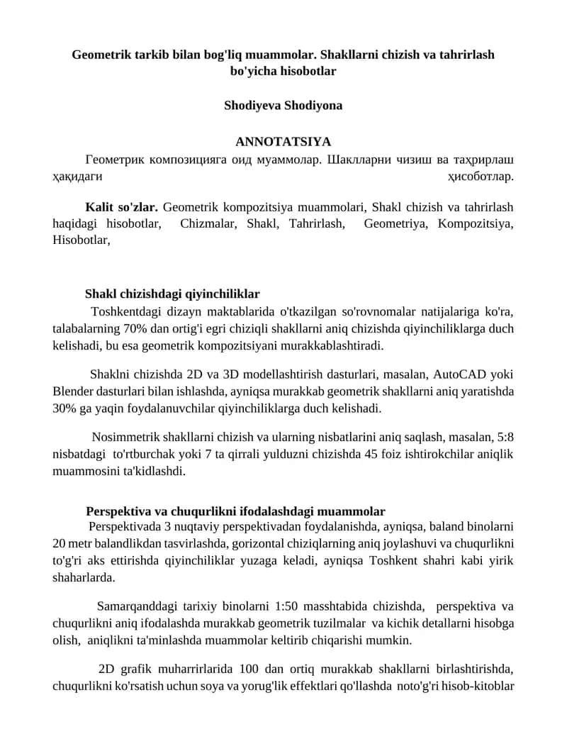 Geometrik tarkib bilan bog'liq muammolar 1