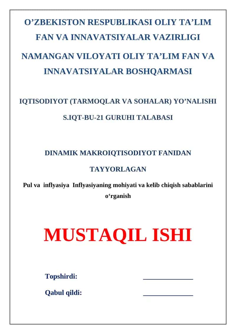 Dinamik Makro iqtisodiyot fanidan 1