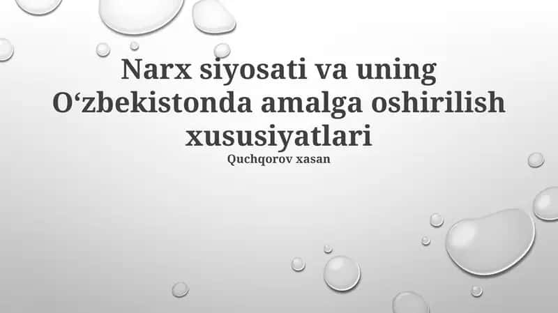Narx siyosati va uning Oʻzbekistonda amalga oshirilish xususiyatlari 1