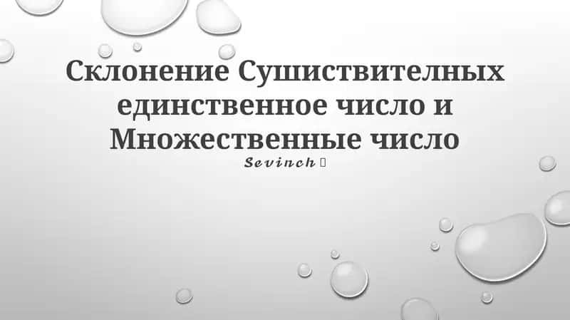 Склонение Сушиствителных единственное число и Множественные число 1