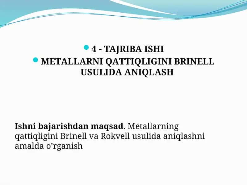 MЕTАLLАRNI QАTTIQLIGINI BRINЕLL USULIDА АNIQLАSH 1