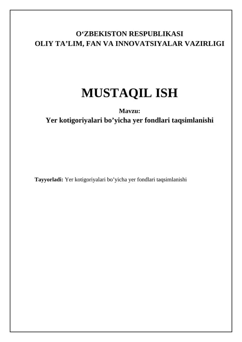 Yer fondini taqsimlanishi 1
