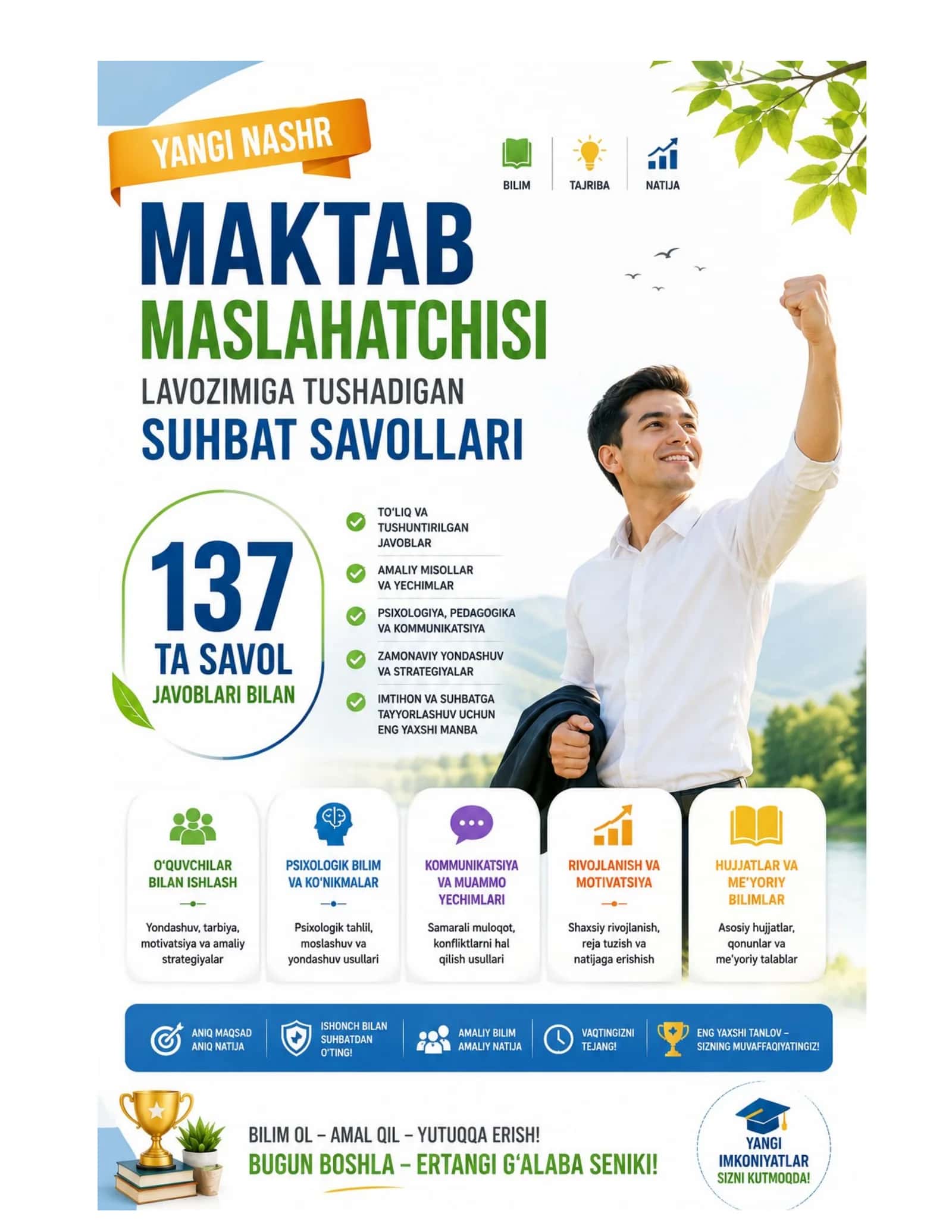 Maktab maslahatchisi lavozimiga tushadigan suhbat savollari 1