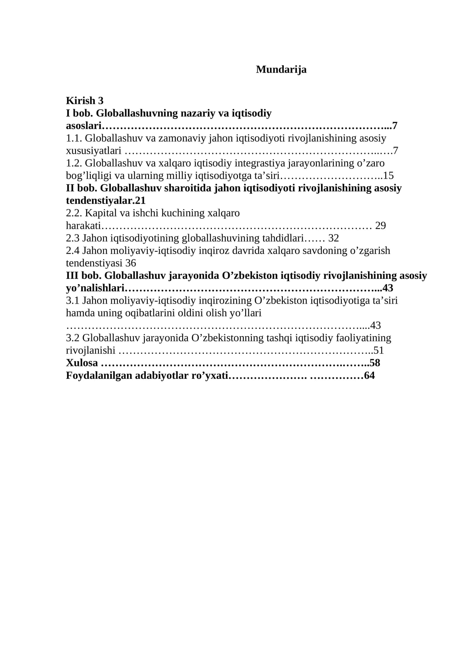 Globallashuv va xalqaro iqtisodiy integrastiya jarayonlarining o’zaro bog’liqligi va ularning milliy iqtisodiyotga ta’siri 1