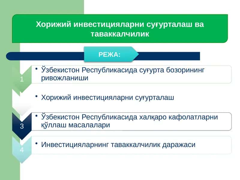 Хорижий инвестицияларни суғурталаш ва таваккалчилик 1