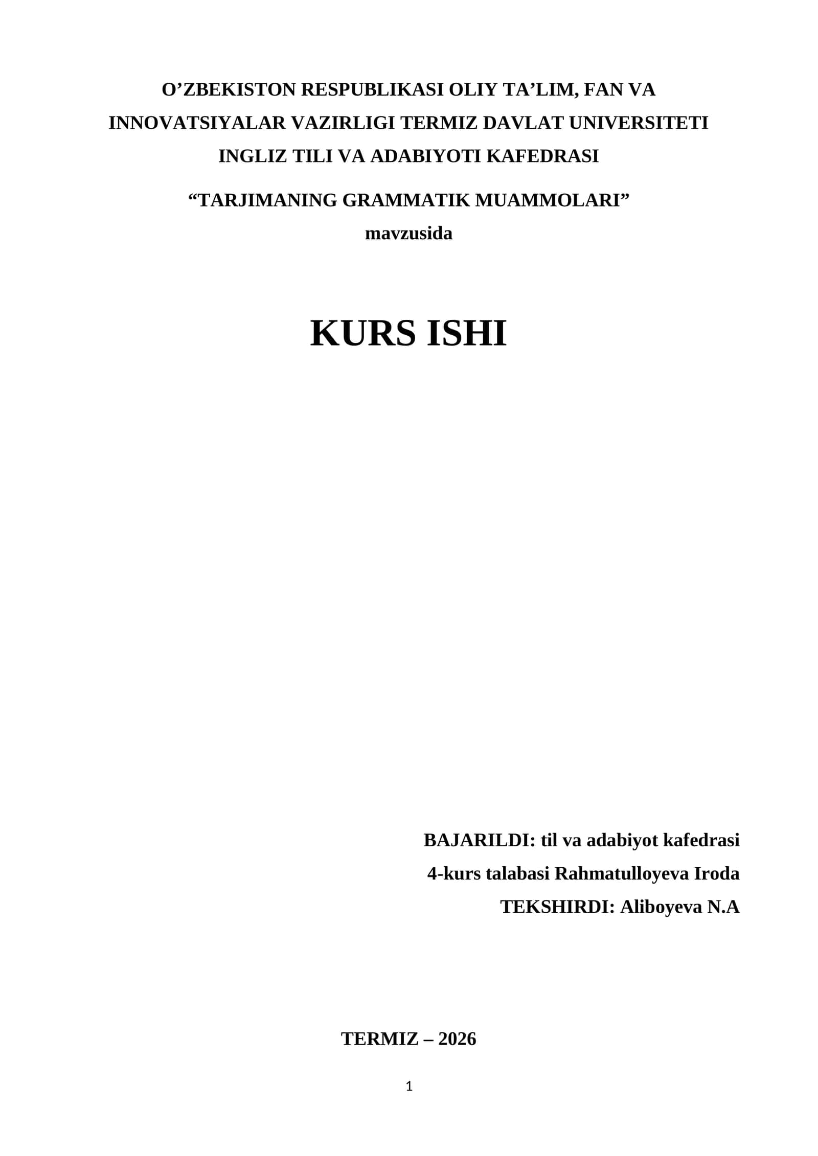 TARJIMANING GRAMMATIK MUAMMOLARI 1
