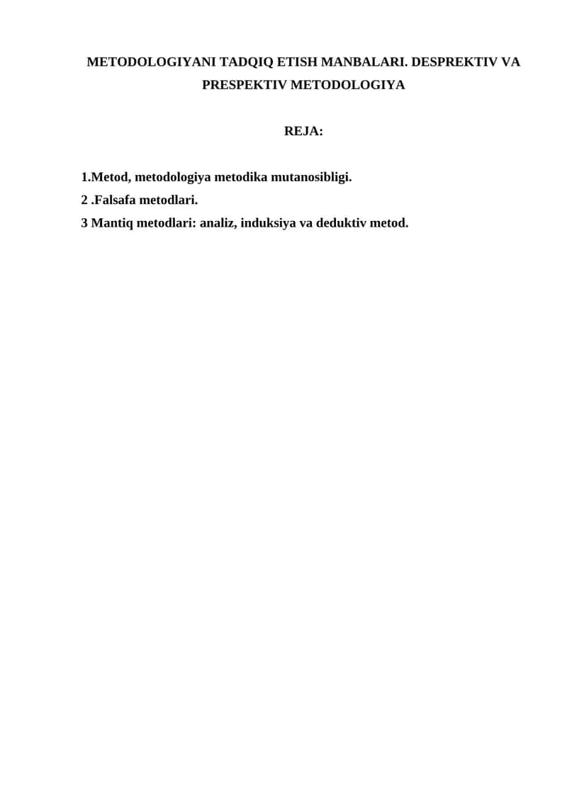 METODOLOGIYANI TADQIQ ETISH MANBALARI 1