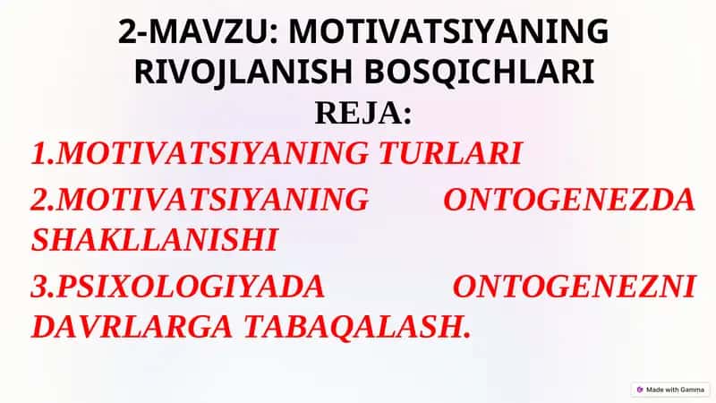 MOTIVATSIYANING RIVOJLANISH BOSQICHLARI 1