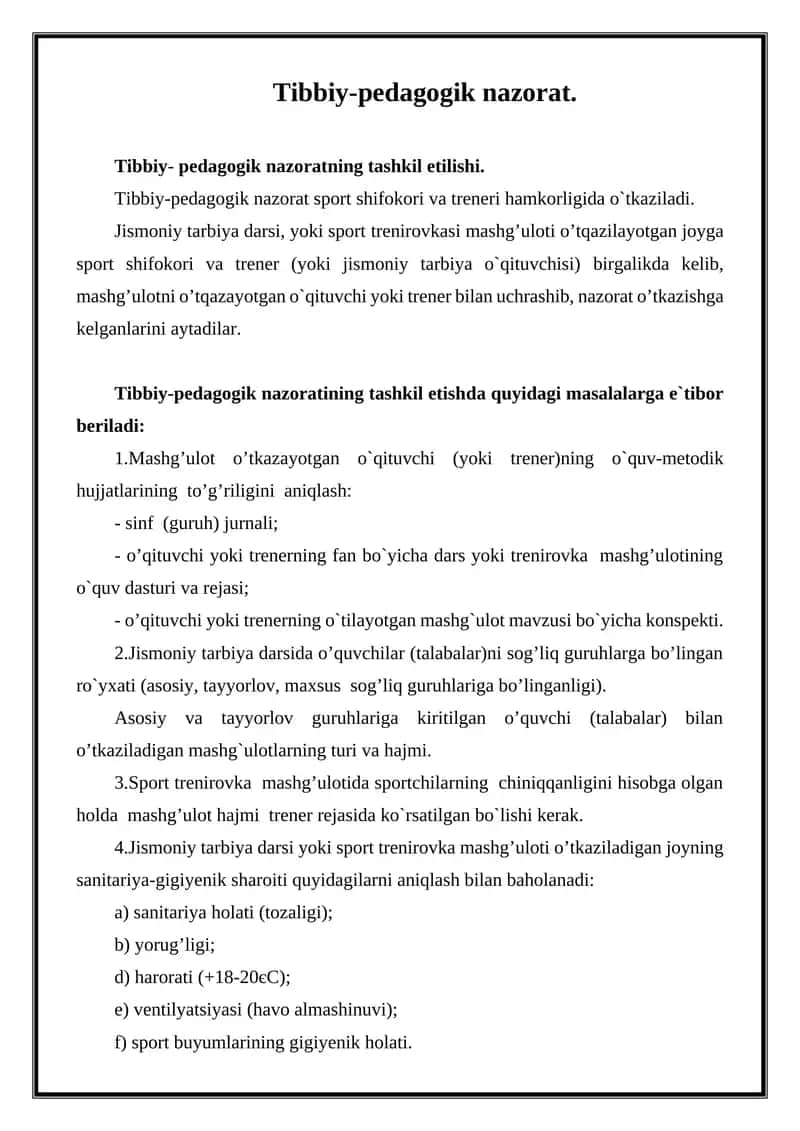 Tibbiy-pedagogik nazorat 1