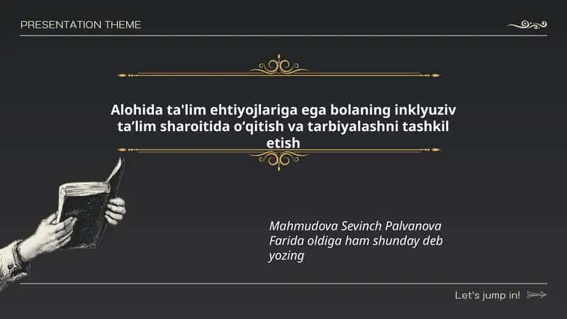 Alohida ta'lim ehtiyojlariga ega bolaning inklyuziv taʼlim sharoitida oʻqitish va tarbiyalashni tashkil etish 1