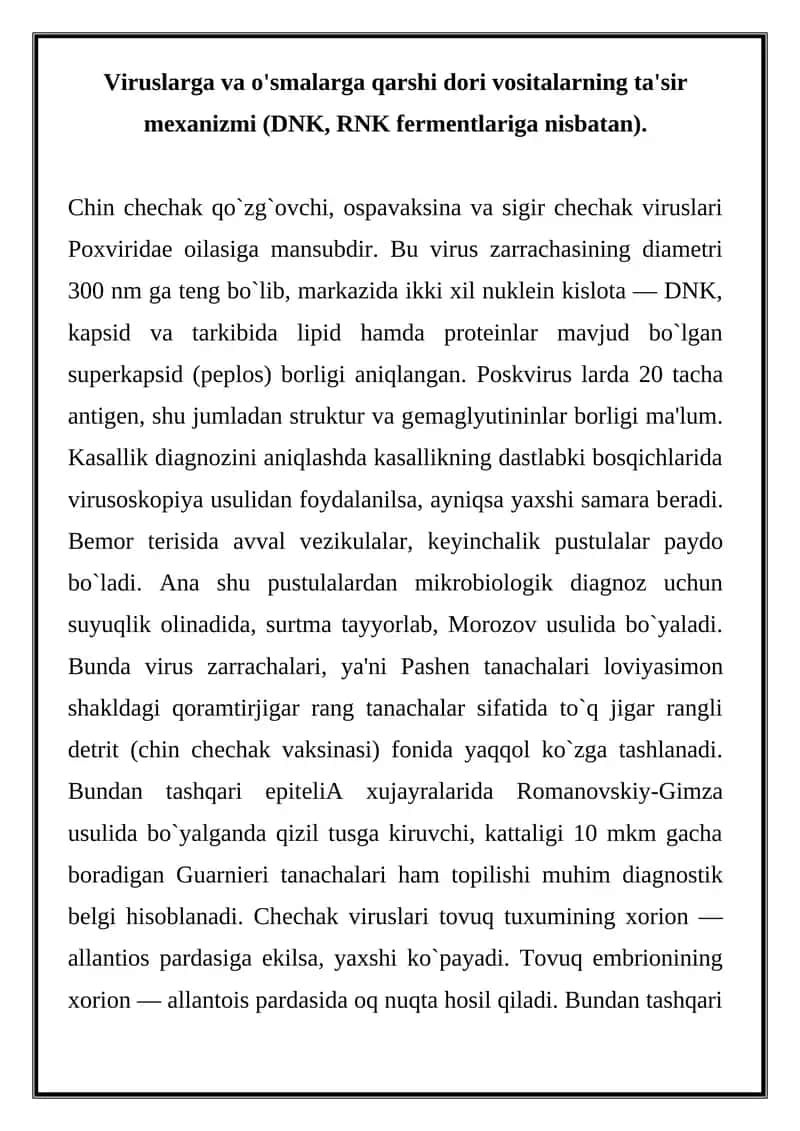 Chin chеchak qo`zg`ovchi viruslar 1