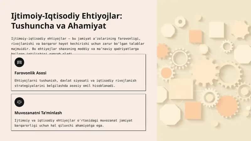 Ijtimoiy-Iqtisodiy Ehtiyojlar: Tushuncha va Ahamiyat 1