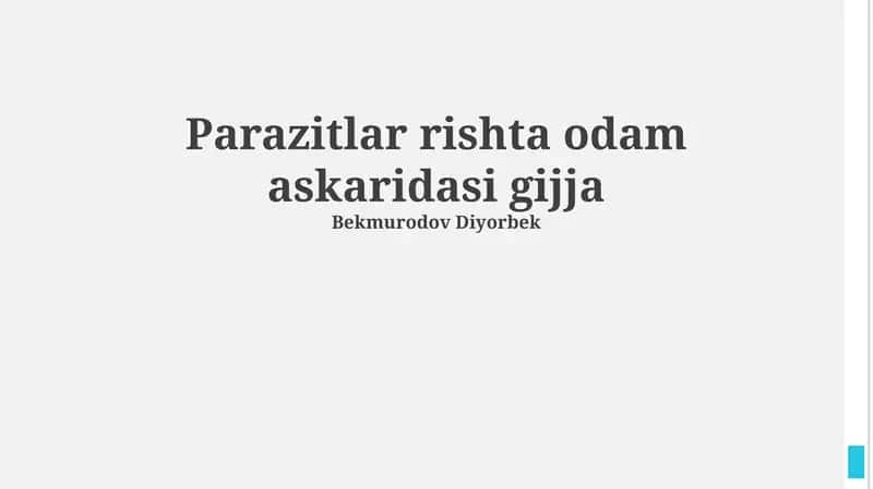 Parazitlar rishta odam askaridasi gijja 1