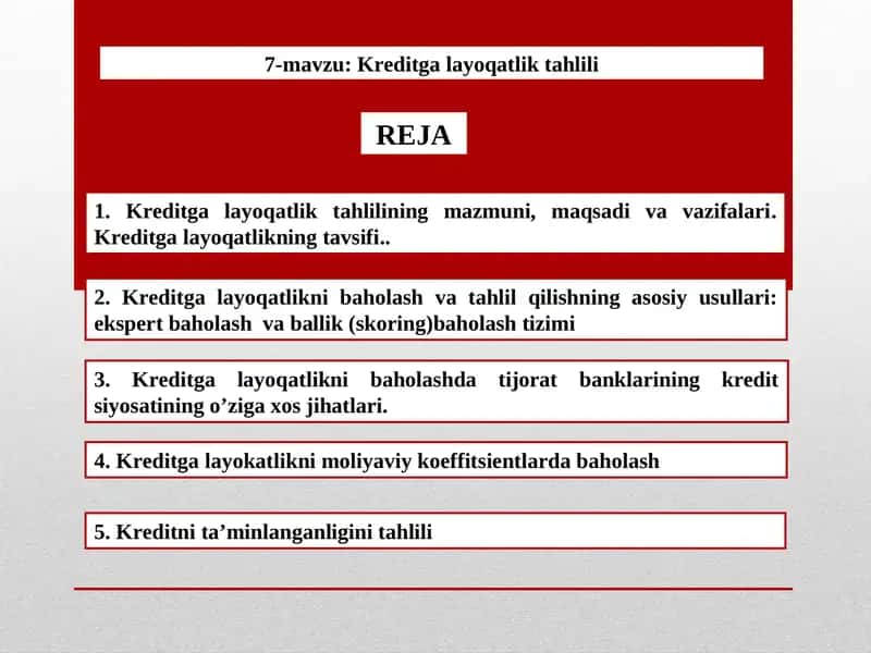 Kreditga layoqatlik tahlili 1