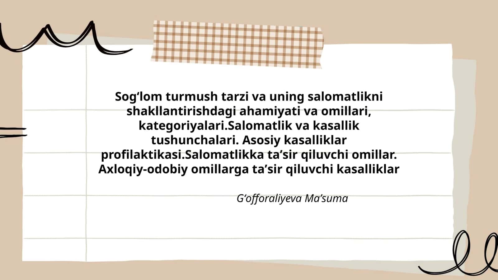 Sogʻlom turmush tarzi va uning salomatlikni shakllantirishdagi ahamiyati va omillari 1