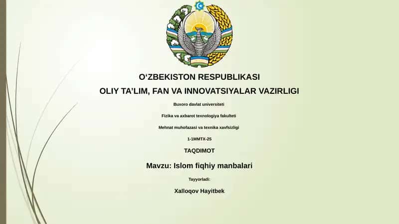 Islom fiqhiy manbalari 1