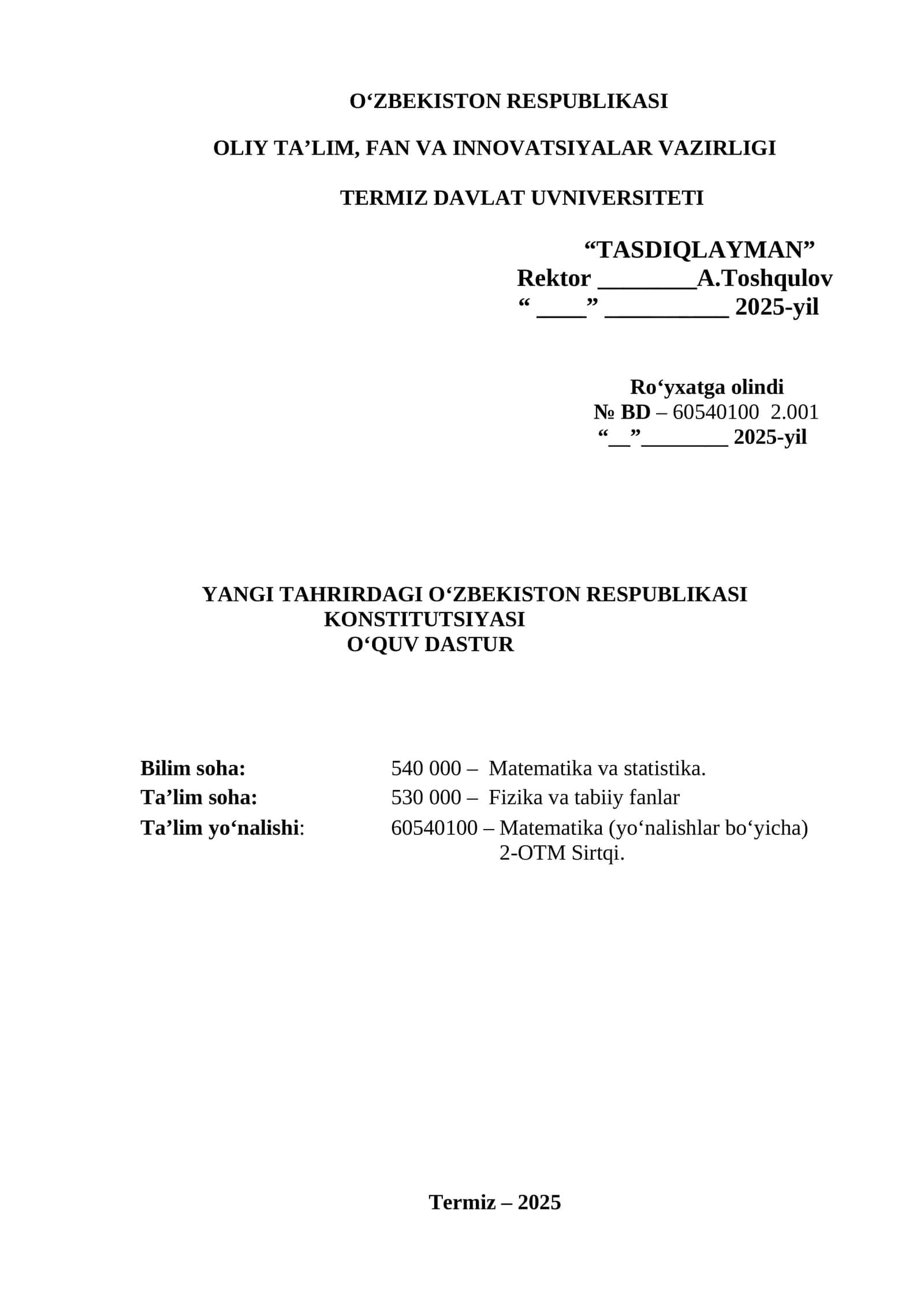 Yangi tahrirdagi Oʻzbekiston Respublikasi konstitutsiyasi 1
