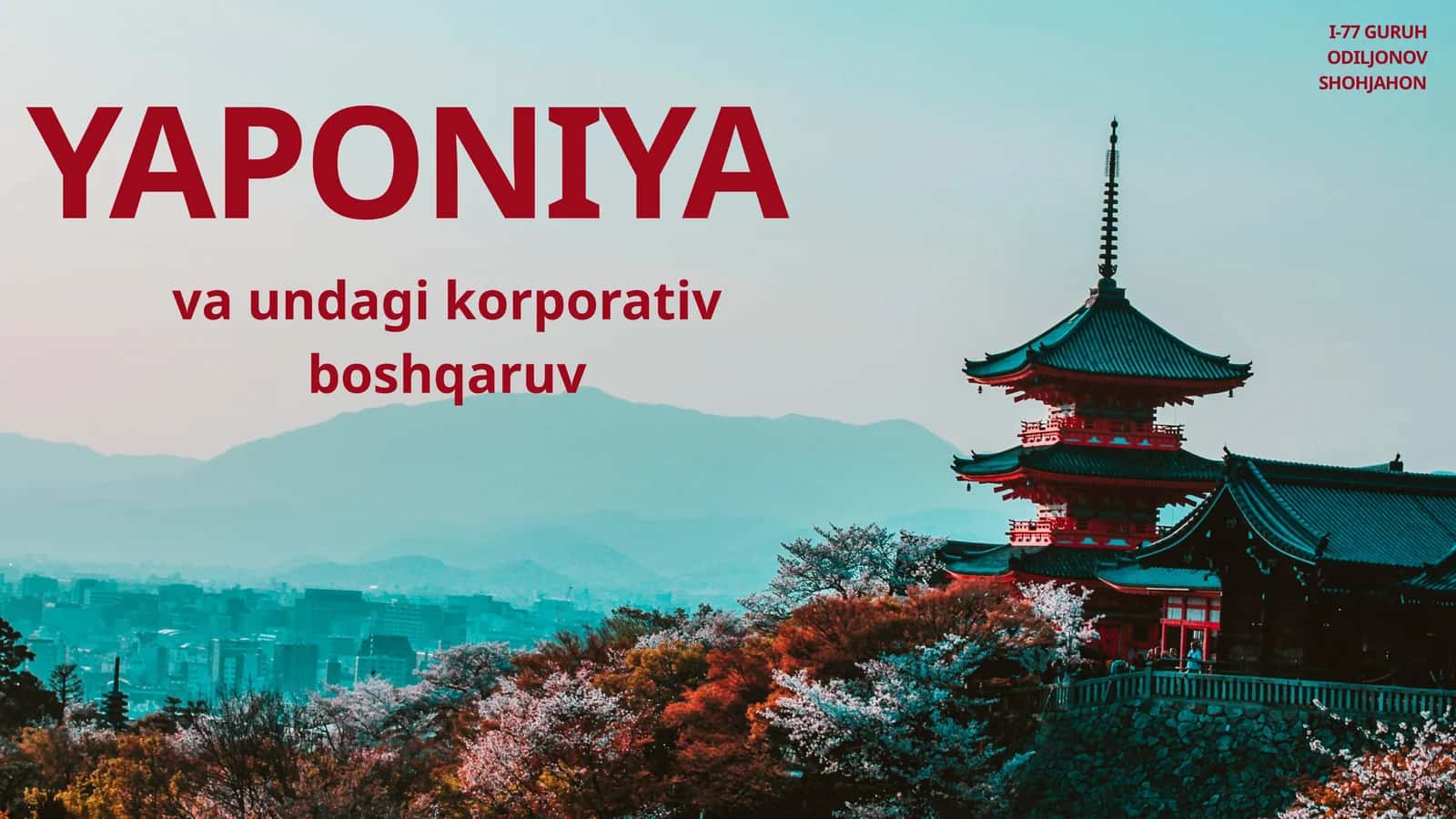 YAPONIYA va undagi korporativ boshqaruv 1