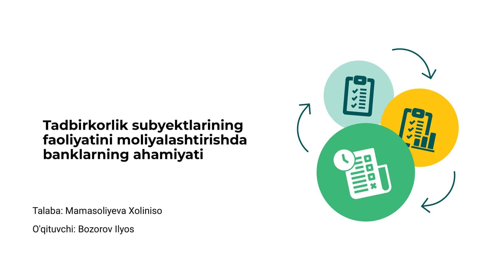 Tadbirkorlik subyektlarining faoliyatini moliyalashtirishda banklarning ahamiyati 1