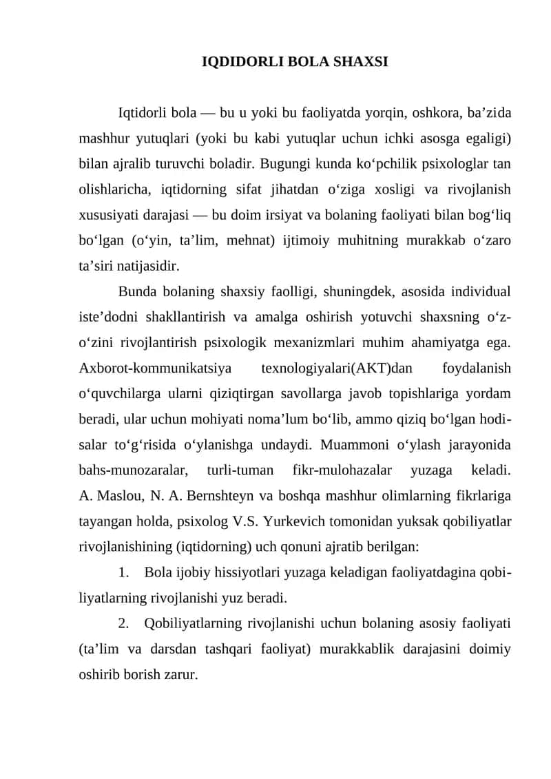 Iqtidorli bola shaxsi 1