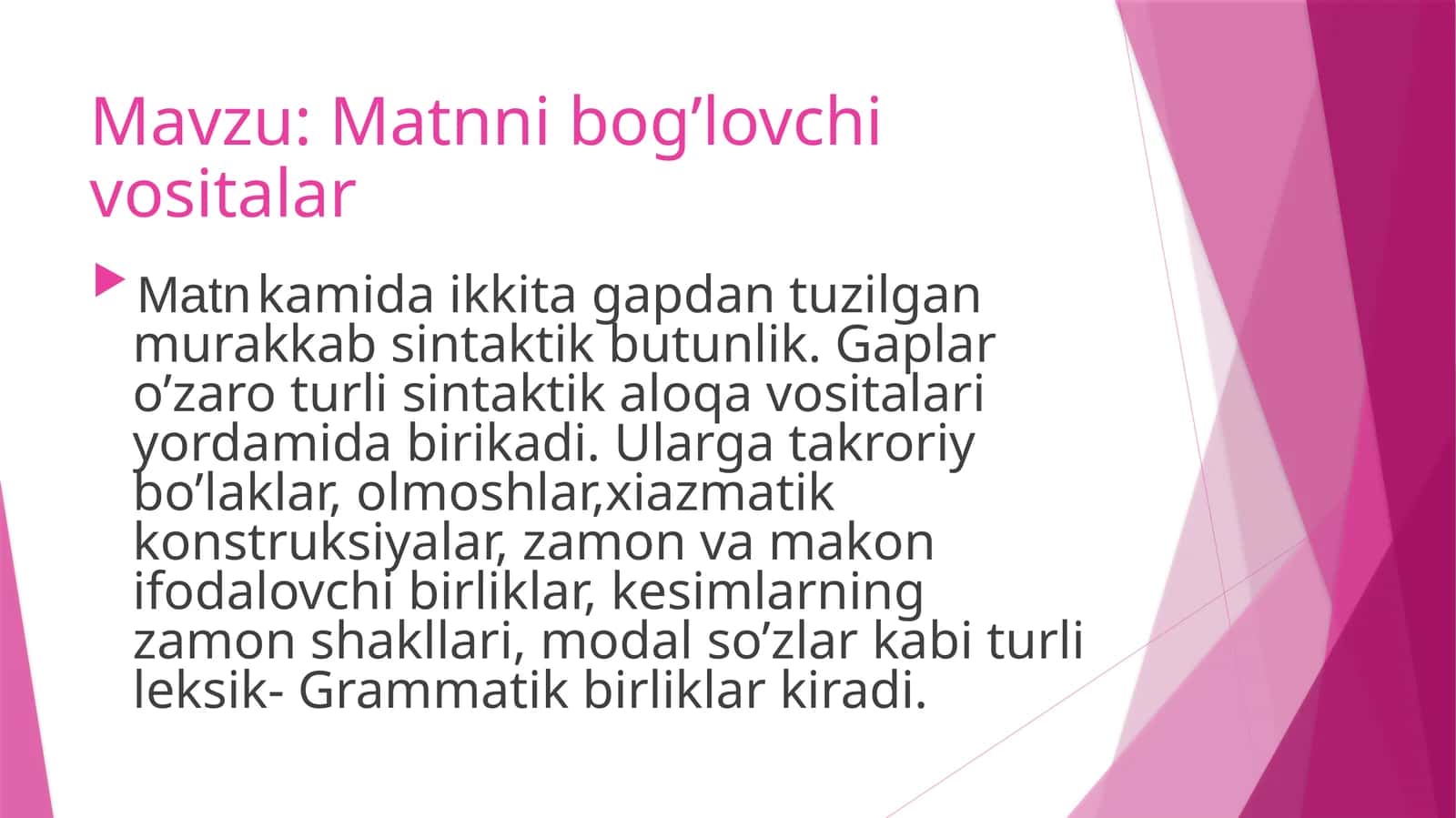 Matnni bog’lovchi vositalar 1
