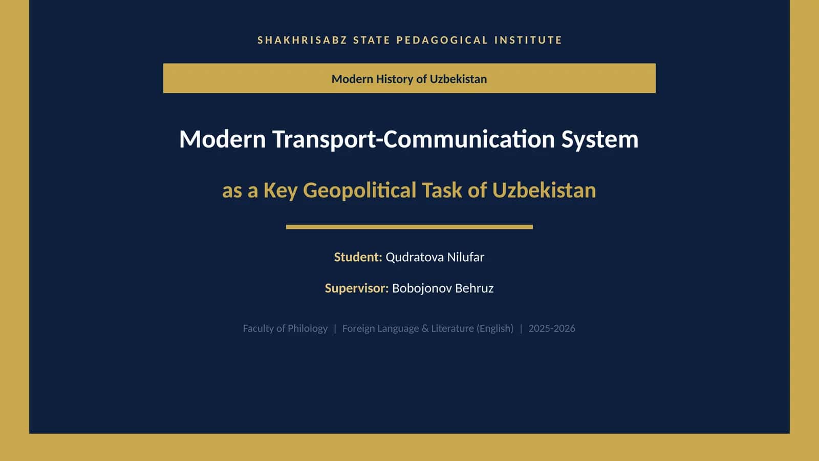 Modern History of Uzbekistan 1
