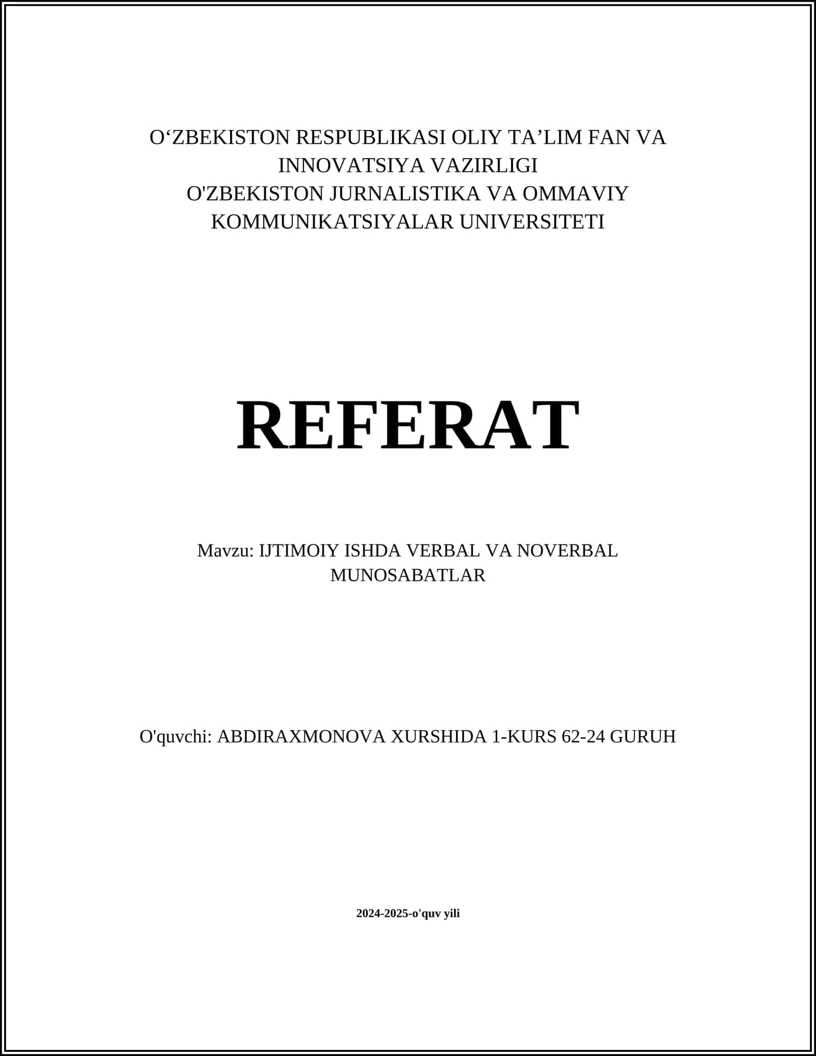 IJTIMOIY ISHDA VERBAL VA NOVERBAL MUNOSABATLAR 1