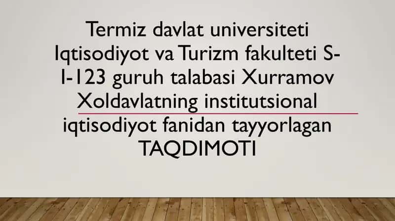 Mulk huquqlari nazariyasi va mulkchilik shakllari rivojlanishining evolyutsiyasi 1